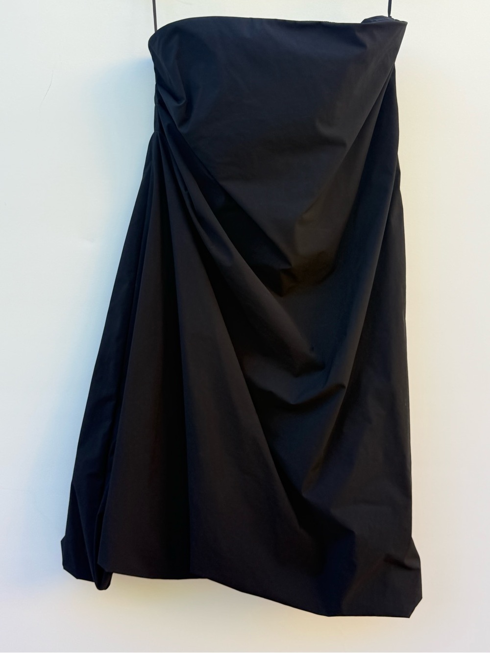 Jil Sander Strapless Black Draped Strapless Mini Dress Sz 38